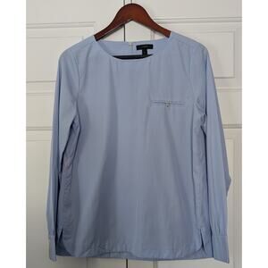 J. Crew Blue Long Sleeve Front Pocket Blouse